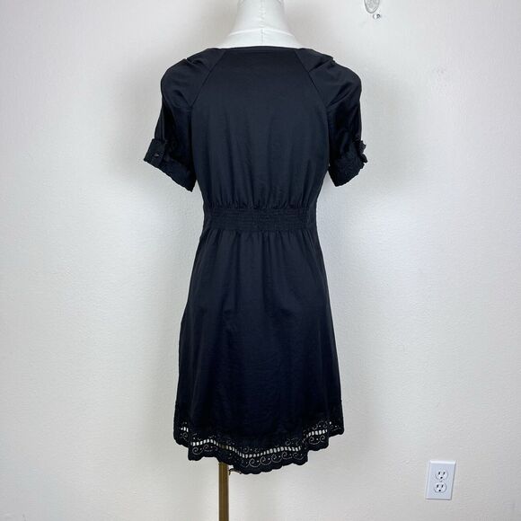 Veeko Dress Womens Small Black Mini Fit and Flare Lace Trim Goth Dark Whimsigoth - Picture 2 of 14